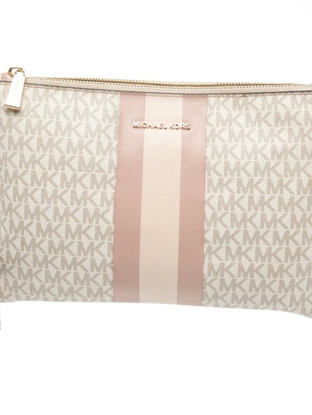 Michael Kors Pink Stripe Logo Pouch